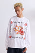 BURNIN*97'Series Flame Three-Eyed Smiley Face Distressed Long Sleeve T-shirt