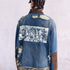 BURNIN* "Burnin for people" camouflage splicing damaged patch denim jacket