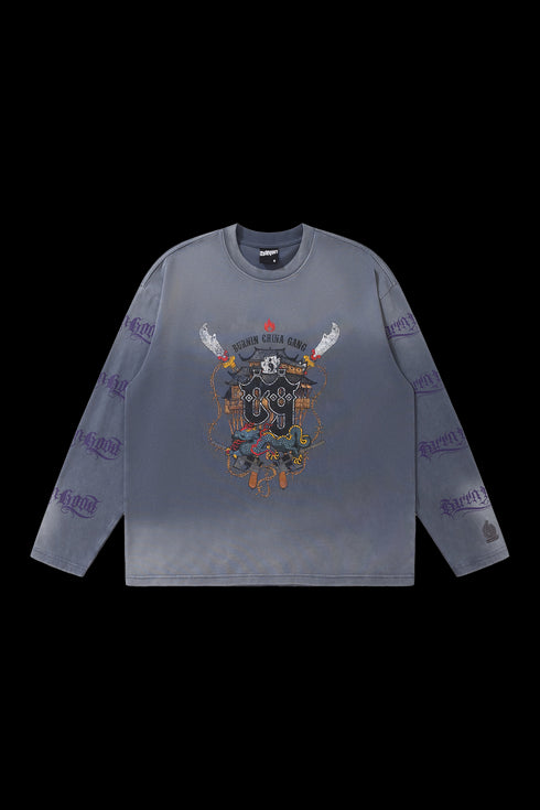 BURNIN Dyeing Distressed Community Culture Sweatshirt