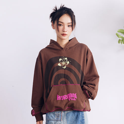 BURNIN* Swirl Contrast Color Foam Hoodie