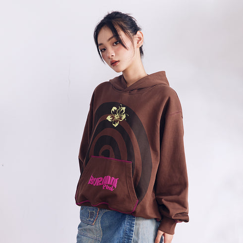 BURNIN* Swirl Contrast Color Foam Hoodie