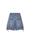 BURNIN*Underground Palace Embroidered Washed Denim Shorts