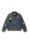 BURNIN* "Burnin for people" camouflage splicing damaged patch denim jacket