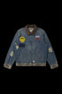 BURNIN* "Burnin for people" camouflage splicing damaged patch denim jacket