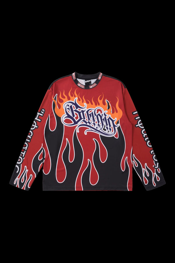 BURNIN Flame Mesh Racing Cycling Sweatshirt