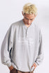 BURNIN*97'Series Worn Slogan Waffle Henley Collar Long Sleeve T-shirt