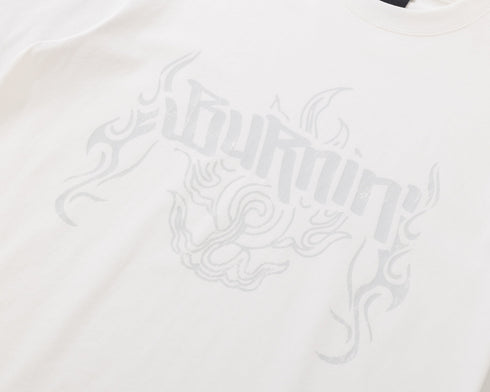 BURNIN* “97’series” worn fire pattern fake two-piece T-shirt