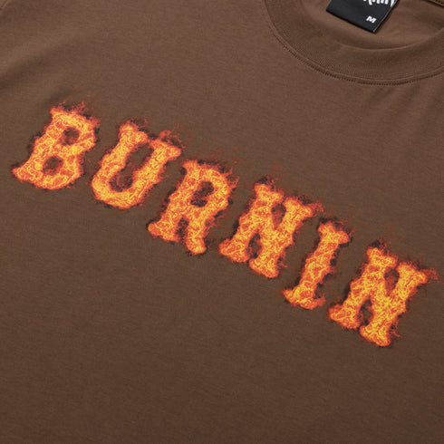 BURNIN*Spark Flame Lava Letter Print Short Sleeve T-shirt