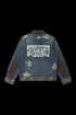 BURNIN* "Burnin for people" camouflage splicing damaged patch denim jacket